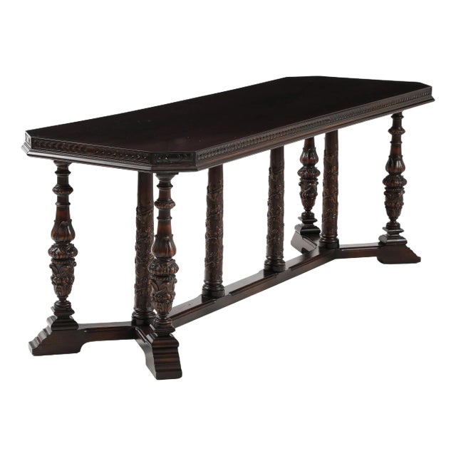 1920's French Walnut Dining Table Or Conference Table For Sale