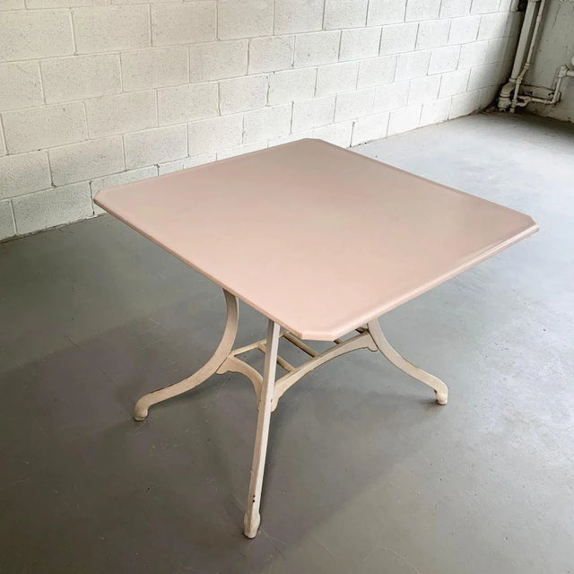Industrial Vitrolite and Enameled Cast Iron Table For Sale - Image 4 of 11