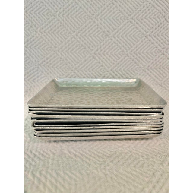 1950s 1950’s Mid-Century Hand-Hammered Aluminum Cocktail Appetizer Trays - A Set of 10 For Sale - Image 5 of 7