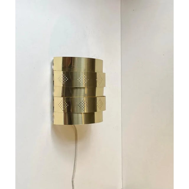 Metal Danish Modern Brass Wall Sconce by Werner Schou for Coronell, 1970s For Sale - Image 7 of 7