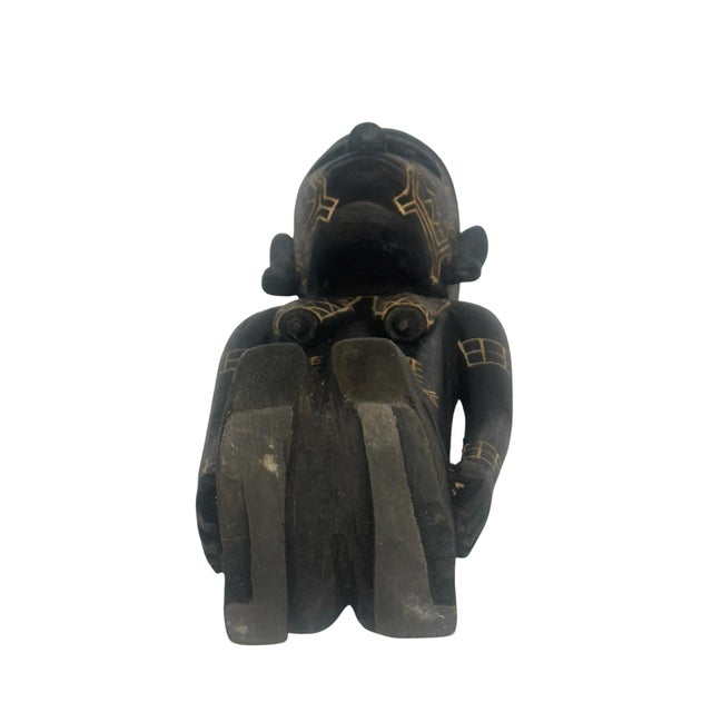 Dayak Hampatong Guardian Figure Borneo Kalimantan Incised Geometric Shell Eyes For Sale In Philadelphia - Image 6 of 8