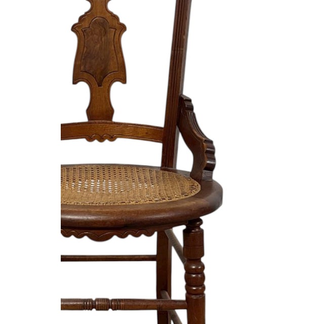 Brown Late 20th Century Victorian Eastlake Side Chair With Cane Seat For Sale - Image 8 of 11