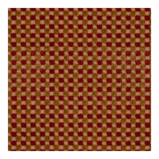 Sample - Schumacher Fenwick Check Velvet Fabric in Red/Gold For Sale