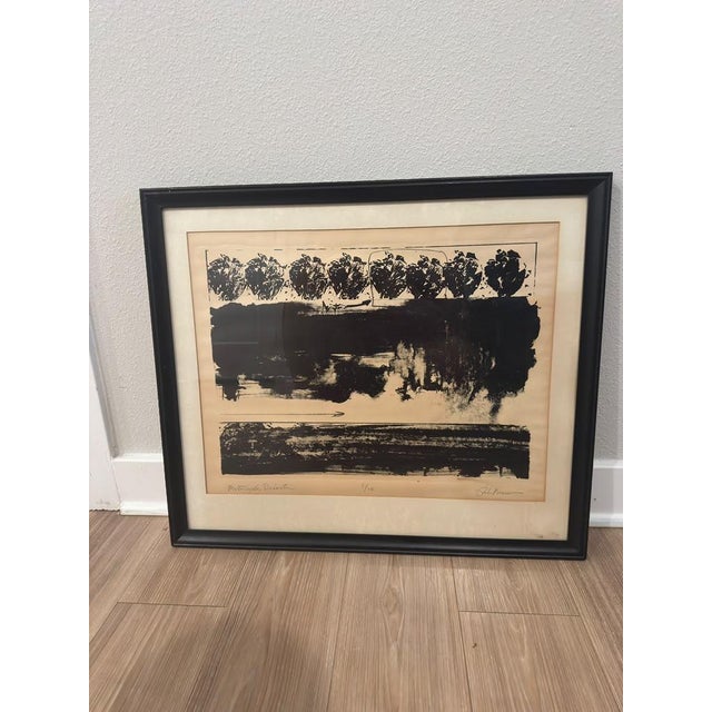 A striking pair of black and white abstract art prints featuring bold, expressive compositions and rich textural details....