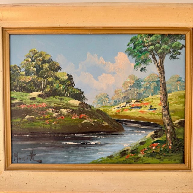 Vintage Italian Landscape Oil Painting Signed Moretti For Sale - Image 4 of 12