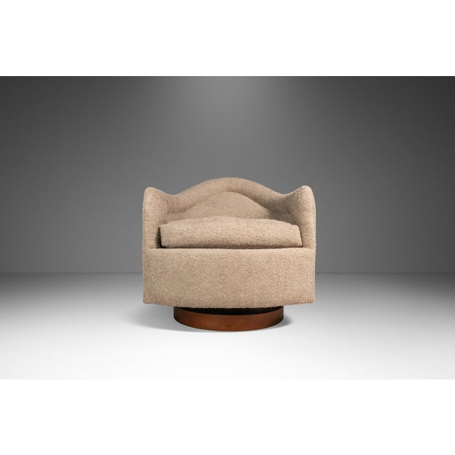 Sand Set of 2 Mid-Century Modern Swivel Tub Chairs Attributed to Adrian Pearsall for Craft Associates in Sand Bouclé Upholstery, Usa, Circa 1960s For Sale - Image 8 of 18