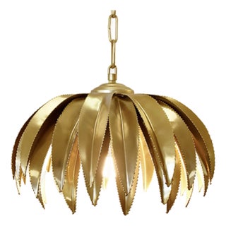 Matthew Izzo Home Fifi Antique Brass Palm Leaf Pendant Light For Sale