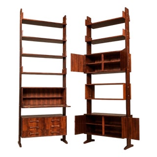 Modular Brazilian Rosewood Shelving Units by Ernesto Hauner, Brazil, 1960s For Sale