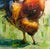 Rooster by Conrado López | Acrylic, gold leaf, and oil on canvas of a colorful rooster For Sale - Image 4 of 4