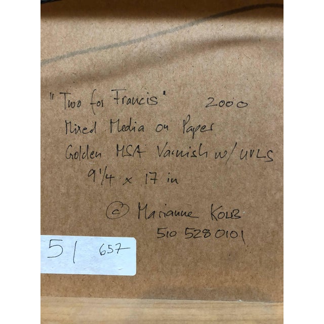 Abstract Marianne Kolb, "Two for Francis" Mixed Media Figural Abstract Oil Painting, 2000 For Sale - Image 3 of 3