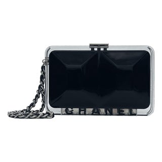 Chanel Limited Edition Minaudière Black Runway Lucite Wristlet Clutch Bag, 2005. For Sale
