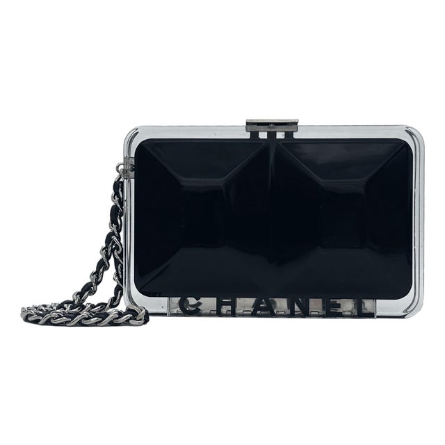 Chanel Limited Edition Minaudière Black Runway Lucite Wristlet Clutch Bag, 2005. For Sale