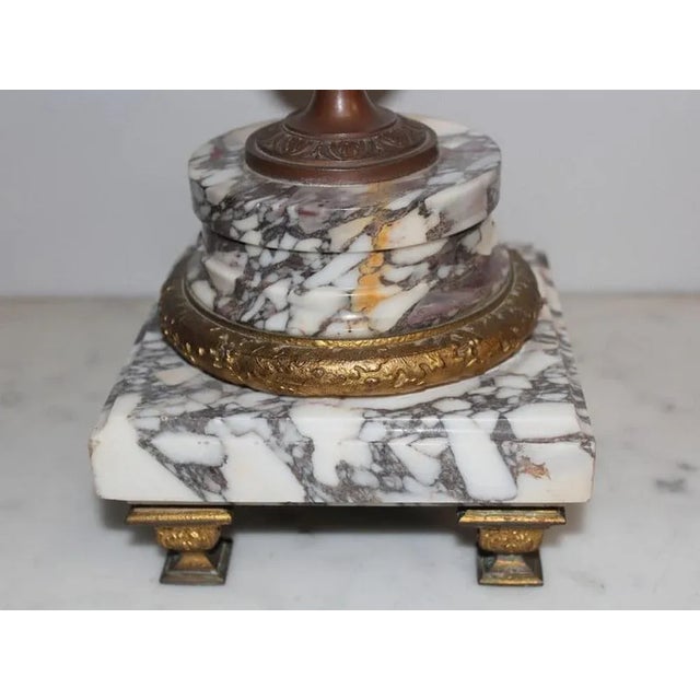 1920s Early 20th Century Candleholders in Spelter and Marble, 1920s, Set of 2 For Sale - Image 5 of 9