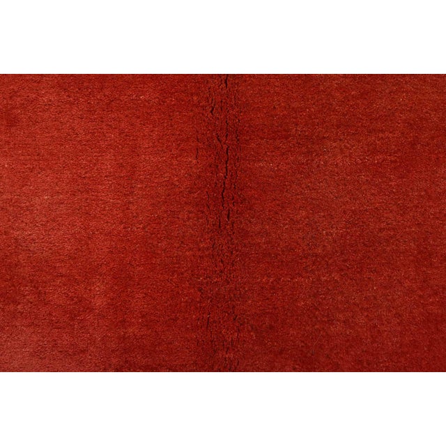Solid Red Rug 6’3” X 10’5” Wool Contemporary Hand-Knotted Carpet For Sale - Image 9 of 13