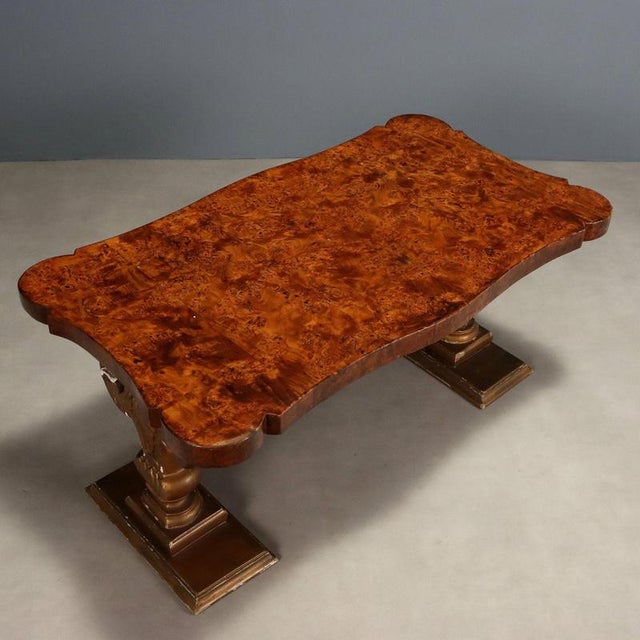 Antique Carved Walnut Burl Coffee Table, 20th Century For Sale - Image 3 of 10