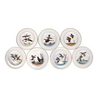 Mid 20th Century Abercrombie & Fitch Hand-Painted Game Bird Dinner Plates- Set of 7 For Sale