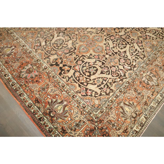 Antique Zabihi Collection Persian Large Brown Joshegan Rug - 11'10" x 16'5" For Sale - Image 12 of 12