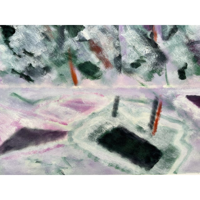 1999 "February" Abstract Landscape Oil Pastel Drawing For Sale In Dallas - Image 6 of 8