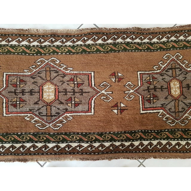 Hand Knotted Oushak Rug Yastik Doormat 2'1" X 5'3" For Sale - Image 9 of 11
