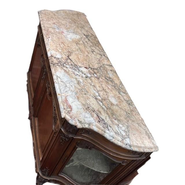 Late 19th Century French Louis XV Style Walnut Marble Top Buffet For Sale - Image 4 of 14