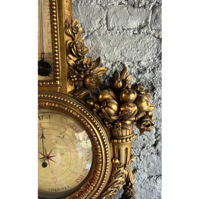 Gold 19th Century French Giltwood Barometer For Sale - Image 8 of 9