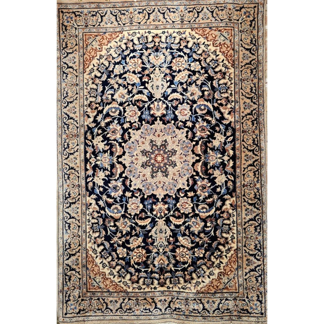 This vintage hand-knotted Persian Nain rug from the 3rd quarter of the 1900s showcases exquisite craftsmanship with an...