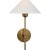 J. Randall Powers for Visual Comfort Signature Hackney Single Sconce in Hand-Rubbed Antique Brass with Linen Shade For Sale