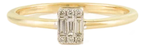 14k Yellow Gold Diamond Cluster Minimal Engagement Ring Size 7