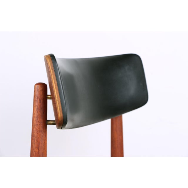 Danish Chairs in Teak, Black Skai and Brass by Sven Chrobat for Sax, 1960, Set of 4, in Flawless conditions. Designed 1960...