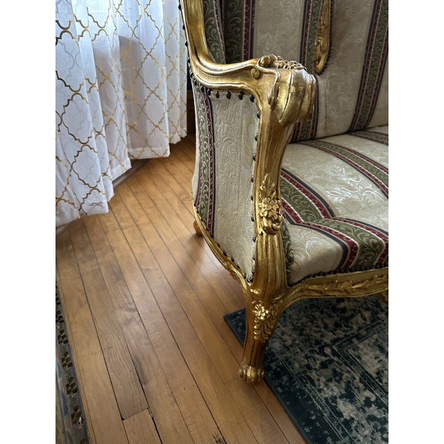 Mid 20th Century Vintage High Back Baroque Highly Carved Gold Gilt Sofa For Sale - Image 11 of 11