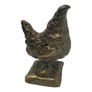 Early 20th Century Giovanni Nicolini Bronze Chicken Hen Sculpture Italian For Sale