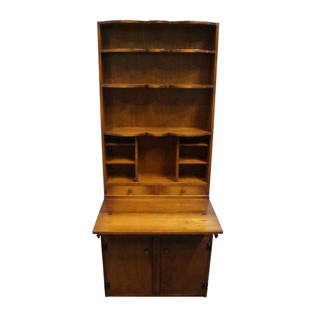Wood Whitney Furniture Solid Hard Rock Maple Early American 32" Secretary Desk 7493 For Sale - Image 7 of 18