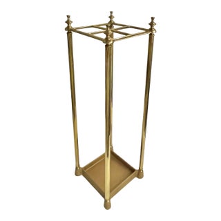 Vintage Traditional English Country House Style Brass Umbrella or Stick Stand For Sale