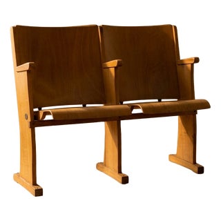 Mid-Century Wooden Cinema Seating, Germany, 1950s For Sale