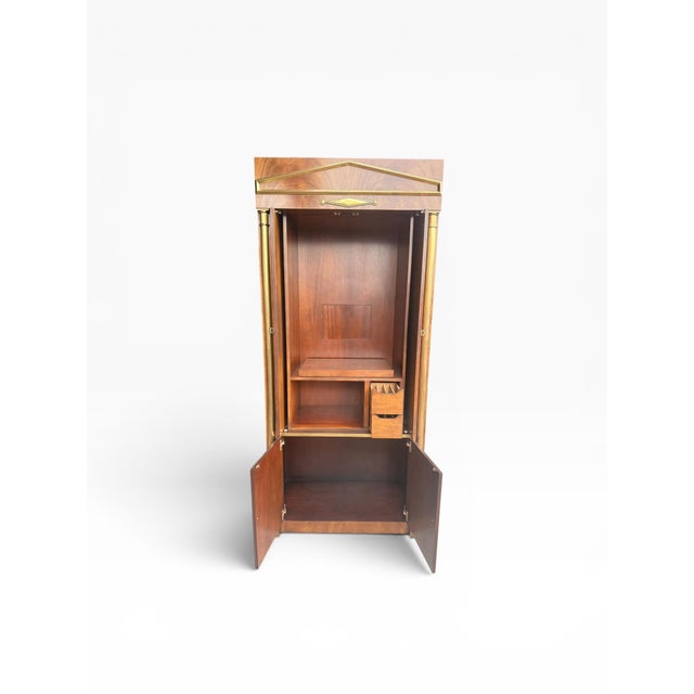 Wood Vintage Mastercraft Brass-Mounted Walnut Media Armoire / Bar Cabinet For Sale - Image 7 of 13