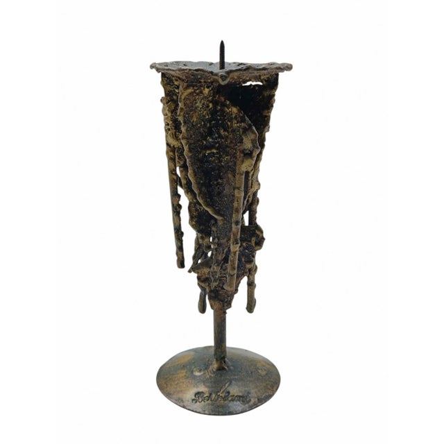 Italian Brutalist Cast Metal Candleholder, 1950s For Sale - Image 6 of 6