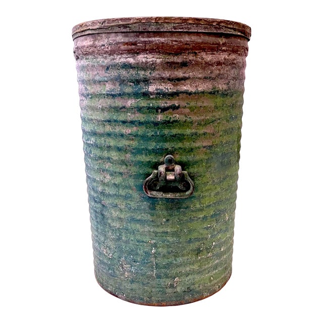 Antique Verdigris Metal Accent Table For Sale