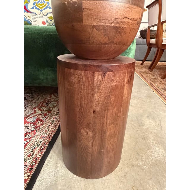 2020s Sculptural Art Deco Inspired Handcrafted Wood and Stone Custom Made Accent Table For Sale - Image 5 of 6