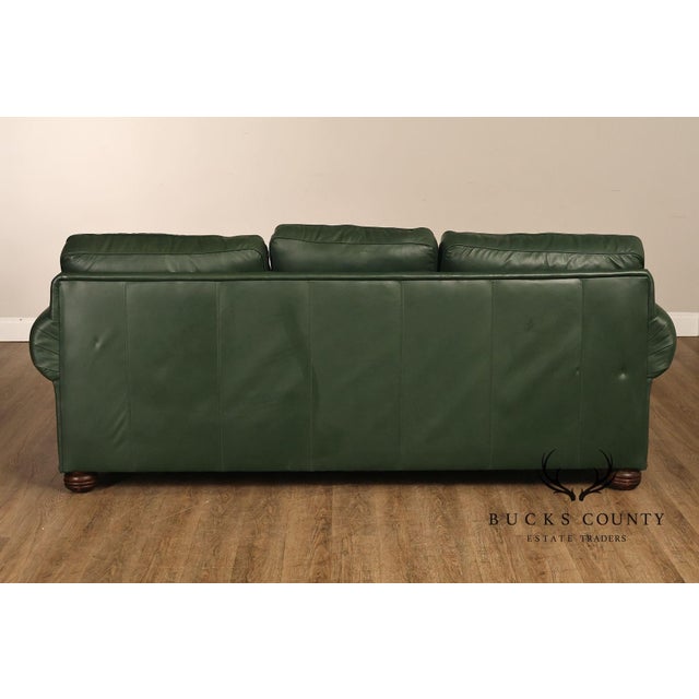 Green Leather Sleeper Sofa with Nailhead Trim For Sale - Image 10 of 18