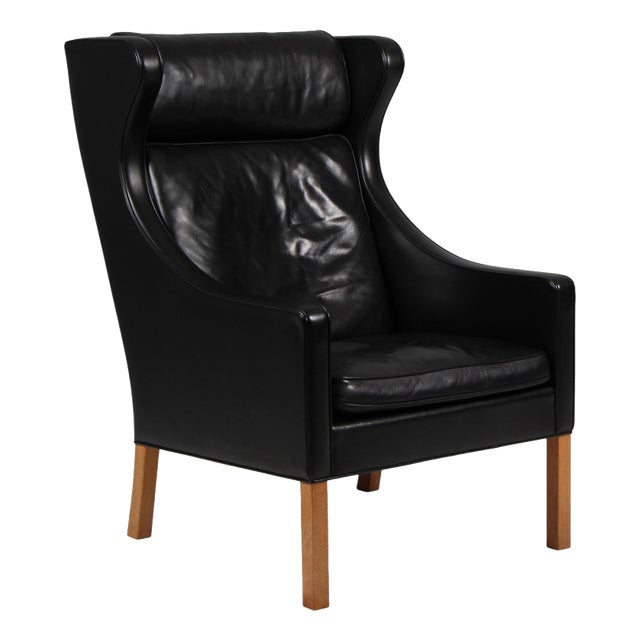 Model 2204 Wingback Chair in Leather by Børge Mogensen for Fredericia For Sale