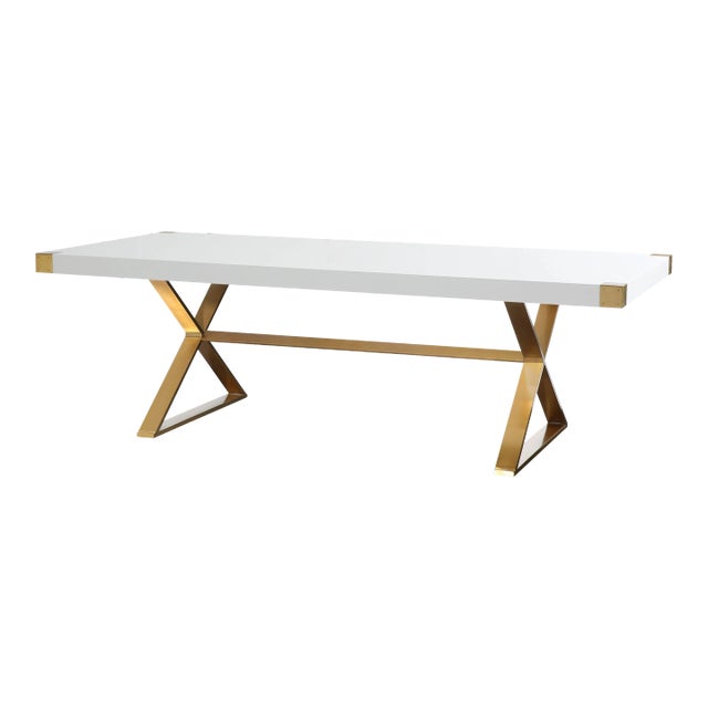 Adeline White Lacquer Dining Table For Sale