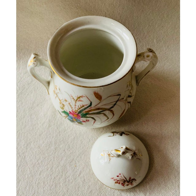 Pink Exceptional Antique French Limoges Covered Sugar Bowl by Gerard DuFressis - Mid-19th Century For Sale - Image 8 of 15