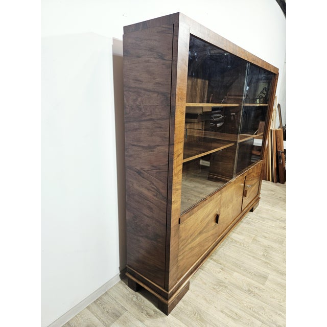 Art Deco Walnut Executive Office Set, 1930s, Set of 2 For Sale - Image 4 of 18
