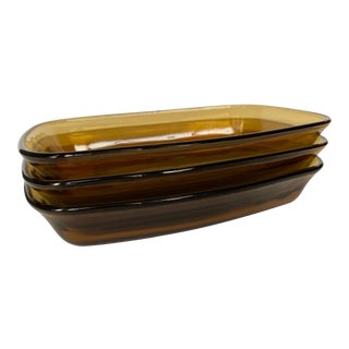 Mid 20th Century Arcopal Amber Dishes - Set of 3 For Sale