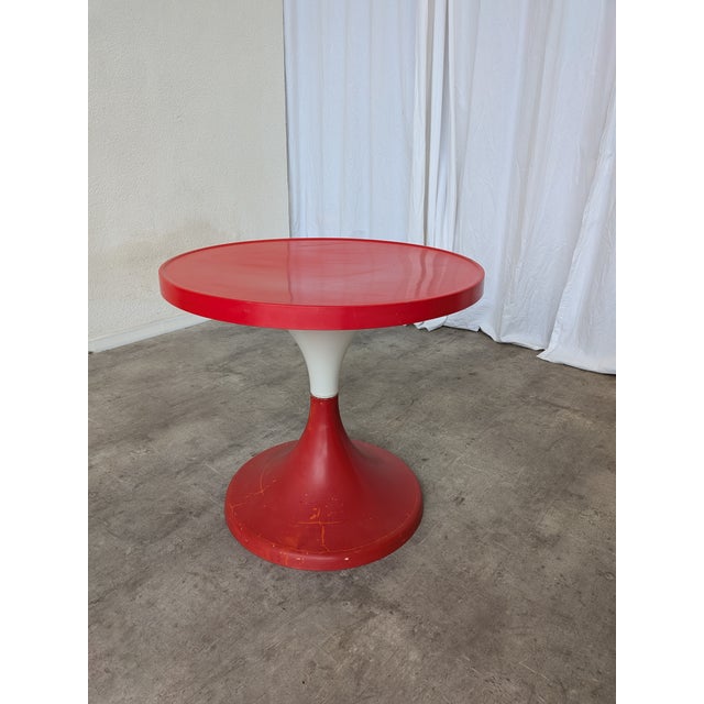 Plastic Vintage Red Tulip Table by Meblo Yugoslavia, 1960s For Sale - Image 7 of 15