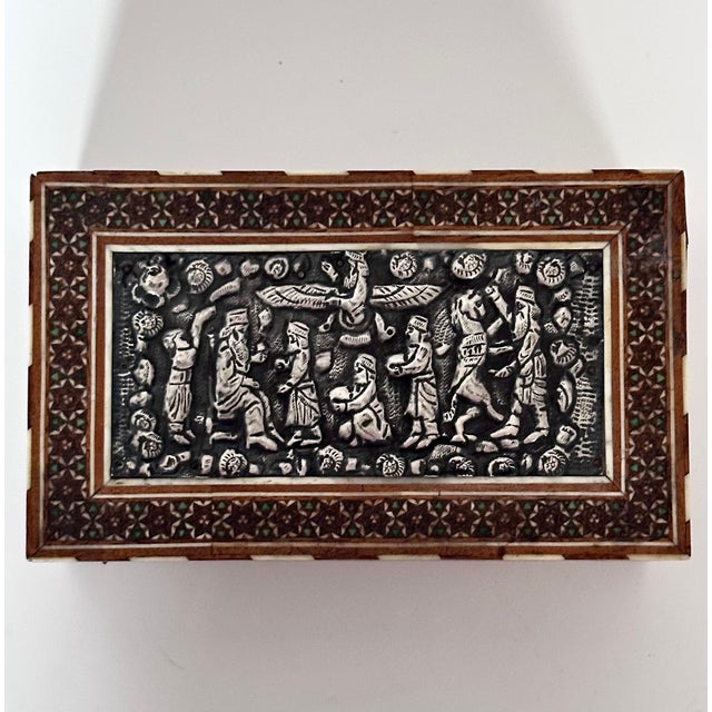 Persian Persian Marquetry & Silver Keepsake Box For Sale - Image 3 of 6