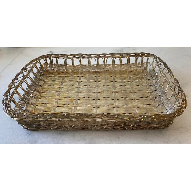 Vintage Silver Plated Metal Basket For Sale - Image 10 of 10