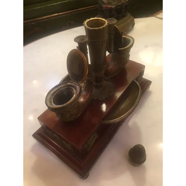 19th Empire Bronze and Wood Ink Stand For Sale - Image 9 of 10