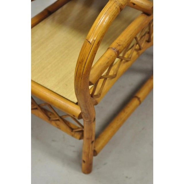 Vintage Tiki Rattan Bentwood Bamboo 2 Tier Sculptural End Tables - A Pair For Sale - Image 11 of 12