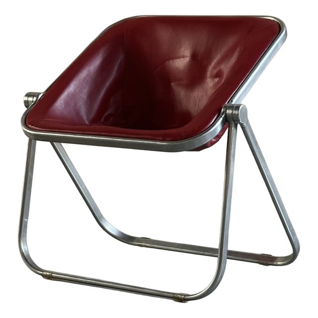 Plona Armchair in Red Leather by Giancarlo Piretti for Anonima Castelli, 1970s For Sale